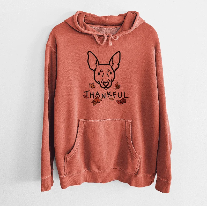 Thankful Rat Terrier - Penny - Unisex Pigment Dyed Hoodie Hoodie with Applique Textured Unique
