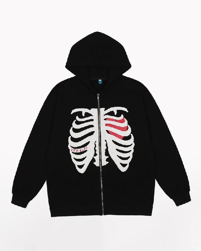 Techwear Sternum Zip Up Hoodie Hoodie with Hem Drawcord Adjustable Customizable
