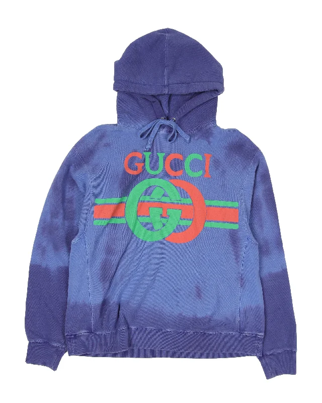 Interlocking "G" Print Hoodie Hoodie with High Neck Warm Protective