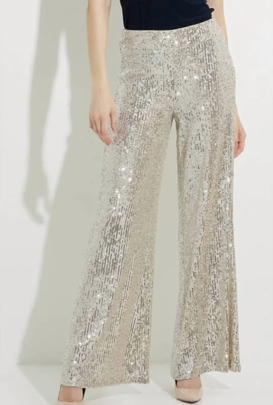 Sequin Detail Pants In Silver Nude Comfortable Cargo Pants