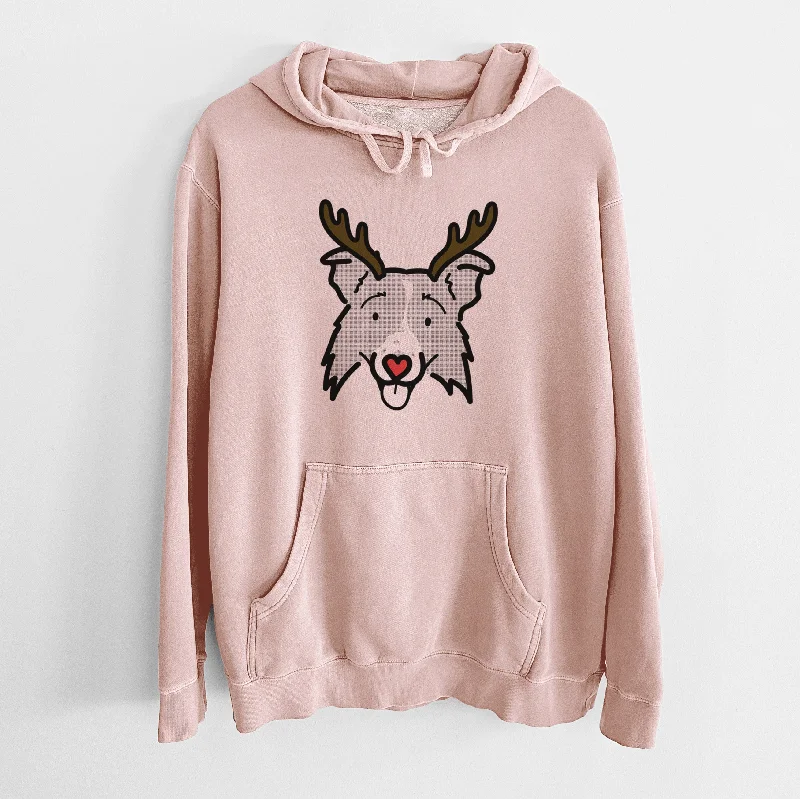 Red Nose Border Collie 2.0 - Jam - Unisex Pigment Dyed Hoodie Hoodie with Raglan Sleeves Sporty Comfortable