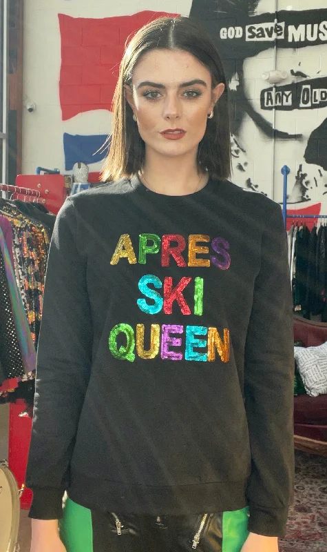 Any Old Iron Aprés Ski Queen Sweatshirt Hoodie with Set-In Sleeves Structured Classic