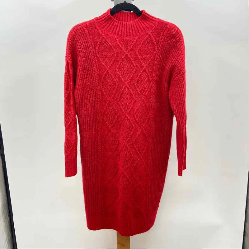 Loft Women's Size M Red Textured Dress Tunics Fashionable chic