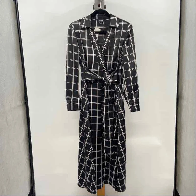 Tahari Women's Size 8 Black Grid Dress Tunics Timeless classic