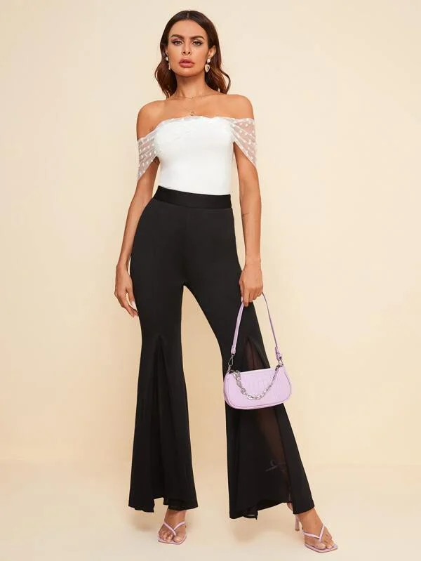 Flare Leg Solid Pants Formal Linen Trousers