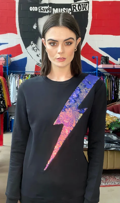 Any Old Iron Women's Oil Slick Lightning Sweatshirt Hoodie with Pastel Soft Subtle