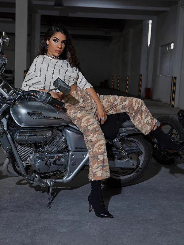 High Waist Camo Pants Lightweight Jogger Pants
