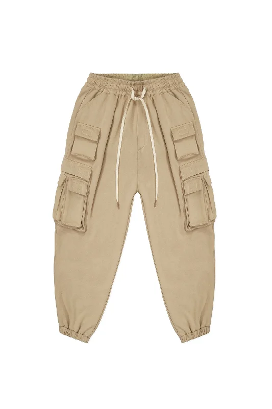 FLEECE CARGO PANTS IN TAN Casual Yoga Pants