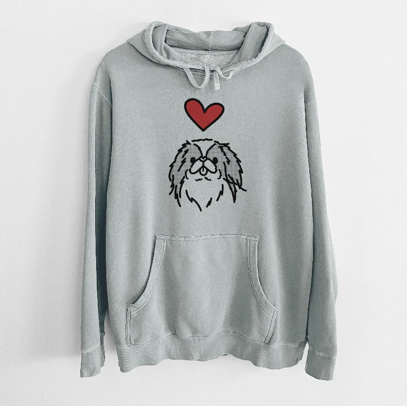 Love Always Japanese Chin - Macha - Unisex Pigment Dyed Hoodie Hoodie with Patch Decorative Personalized