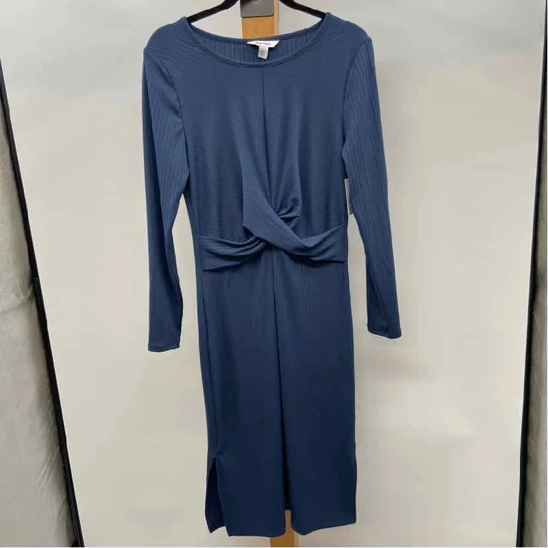 Nine West Women's Size M Blue Ribbed Dress Tunics Plaid country