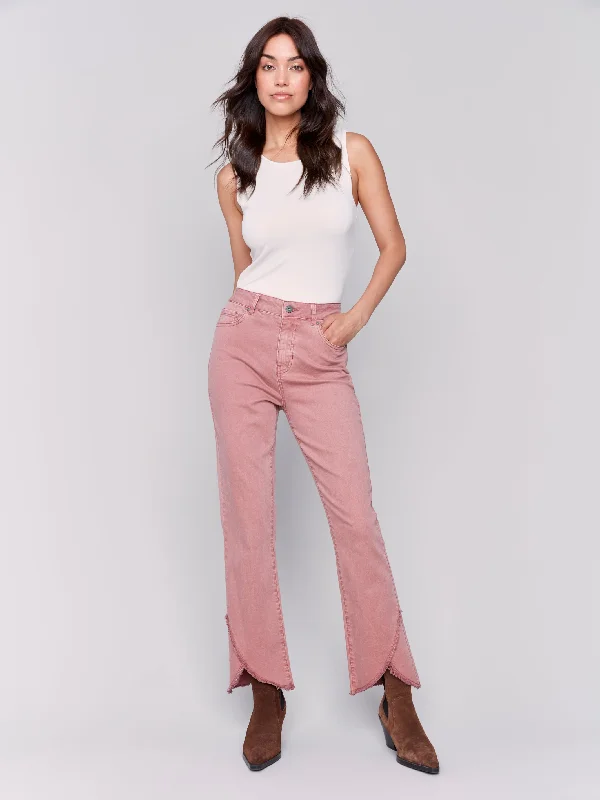 FRONT TULIP HEM PANTS - WOODROSE Formal Slim Pants