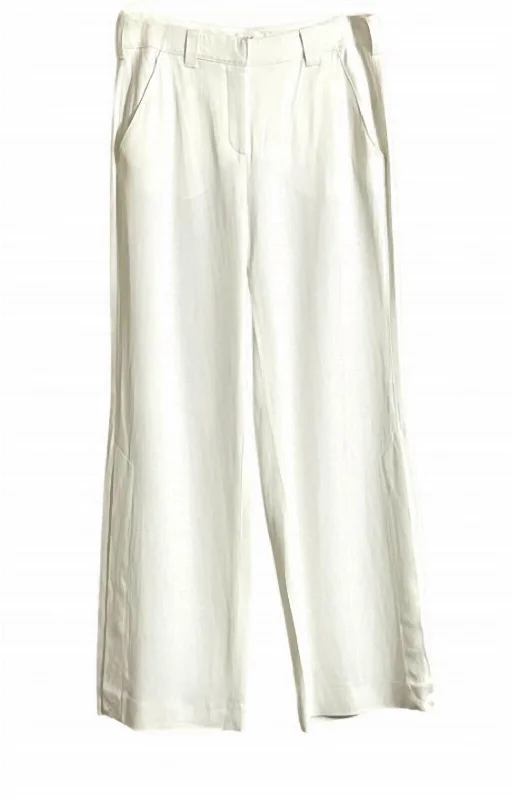 Women's Miles Wide Leg Split Hem High Rise Pants In White Slim-Fit Khaki Pants