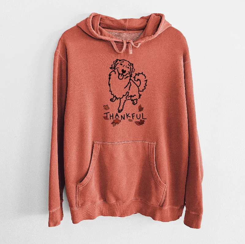 Thankful Golden Retriever - Brinkley - Unisex Pigment Dyed Hoodie Hoodie with Hidden Zipper Minimalist Clean