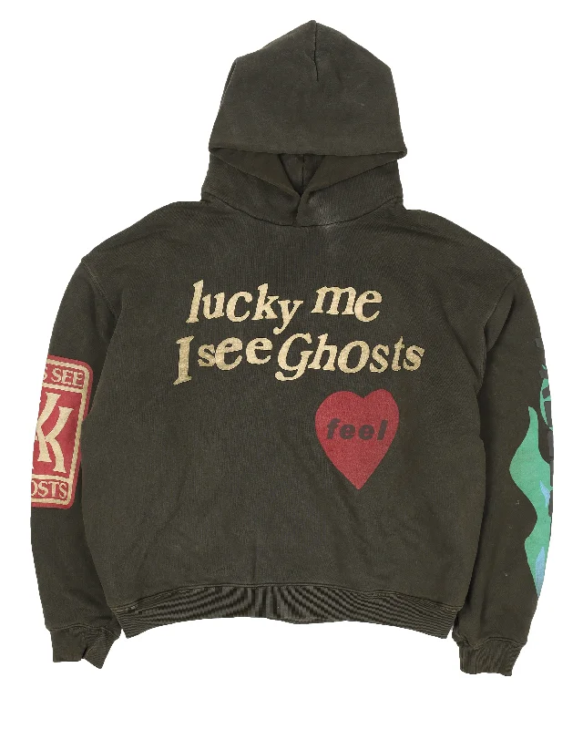 Kids See Ghosts "FREEEE" Hoodie Hoodie with Hem Applique Textured Unique