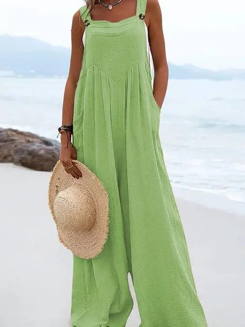 Solid Color Overall Loose Crepe Jumpsuits SKJ162 Fitted wide leg jumpsuit, Elegant, Feminine, Fashionable