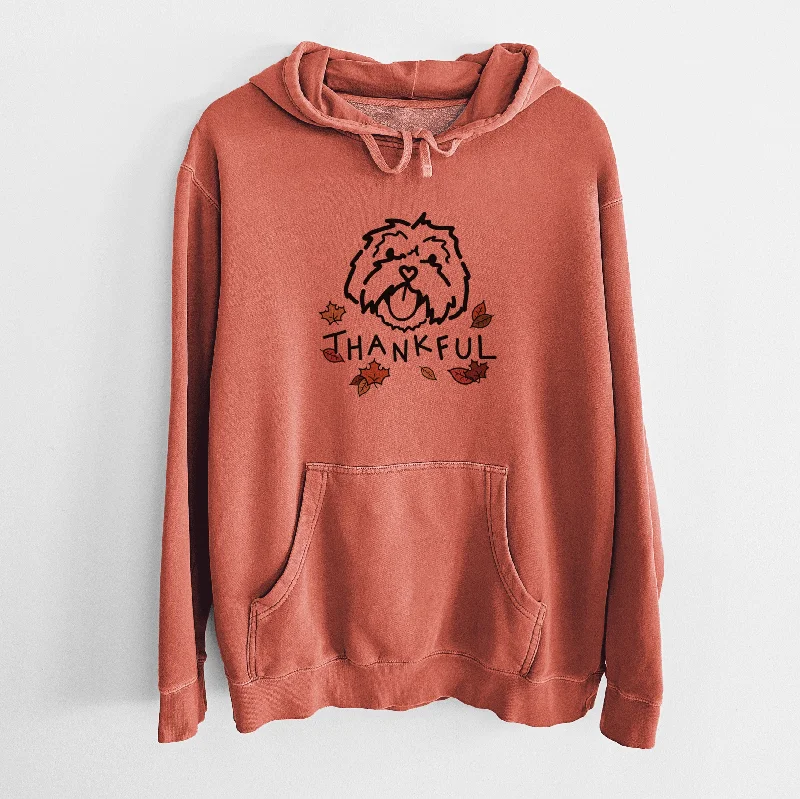 Thankful Lhasa Apso - Keia - Unisex Pigment Dyed Hoodie Hoodie with High-Low Hem Asymmetrical Trendy