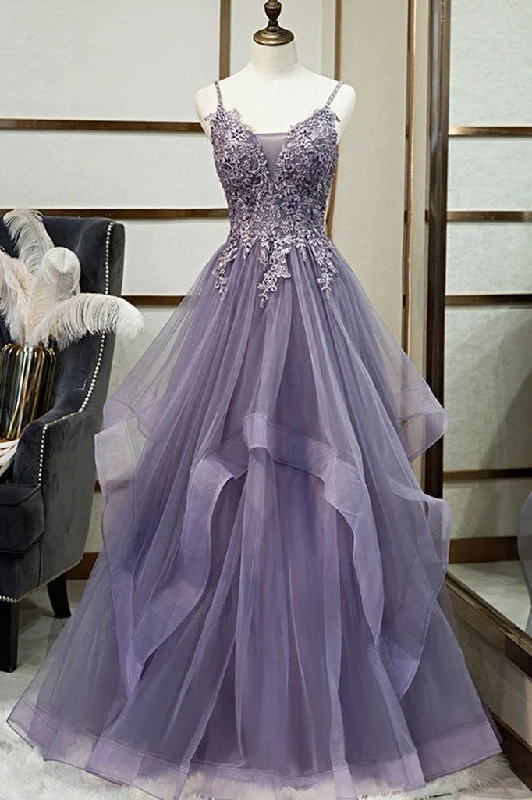 Beautiful Spaghetti Straps Lace Appliques Long Prom Dresses Evening Dresses DMR49 Tunics Chic elegant