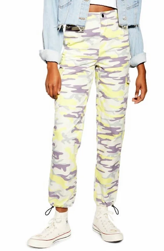 Camo Print Utility Pants In Multicolor Stylish Casual Pants