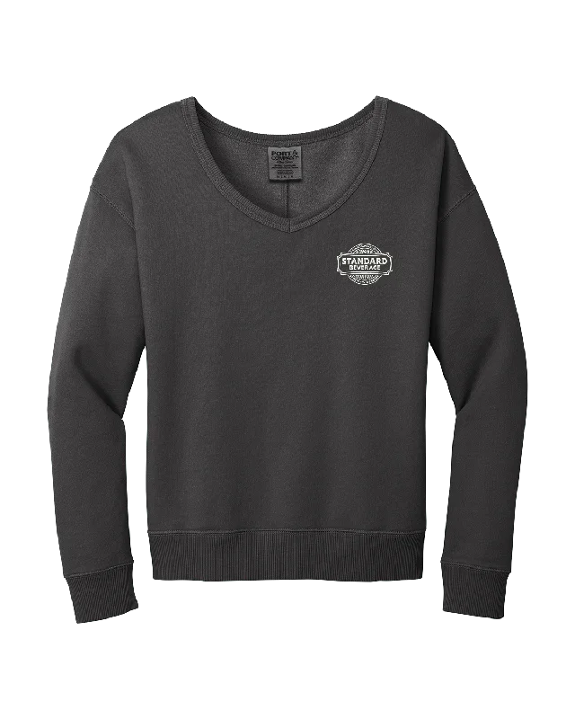 Port & Company® Ladies Beach Wash® Garment-Dyed V-Neck Sweatshirt