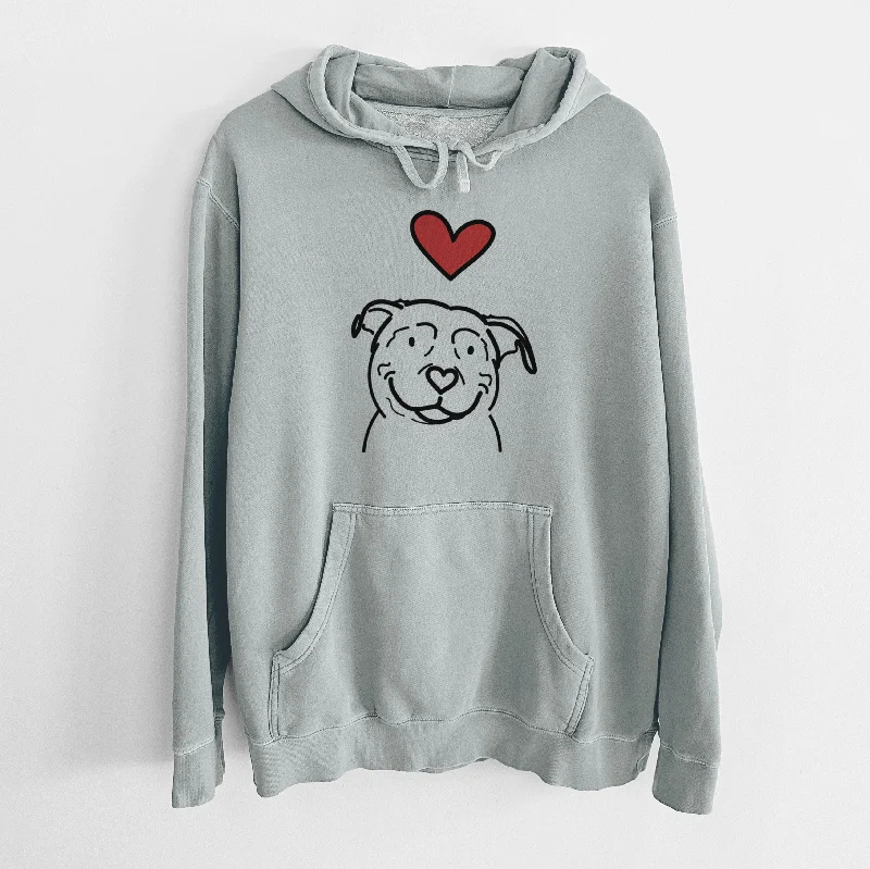 Love Always American Pitbull Terrier - Lady - Unisex Pigment Dyed Hoodie Hoodie with Frayed Bohemian Relaxed