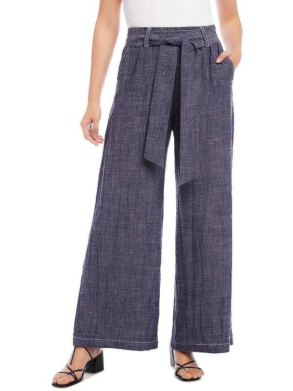 Womens Linen Blend High Rise Wide Leg Pants Trendy Tapered Pants