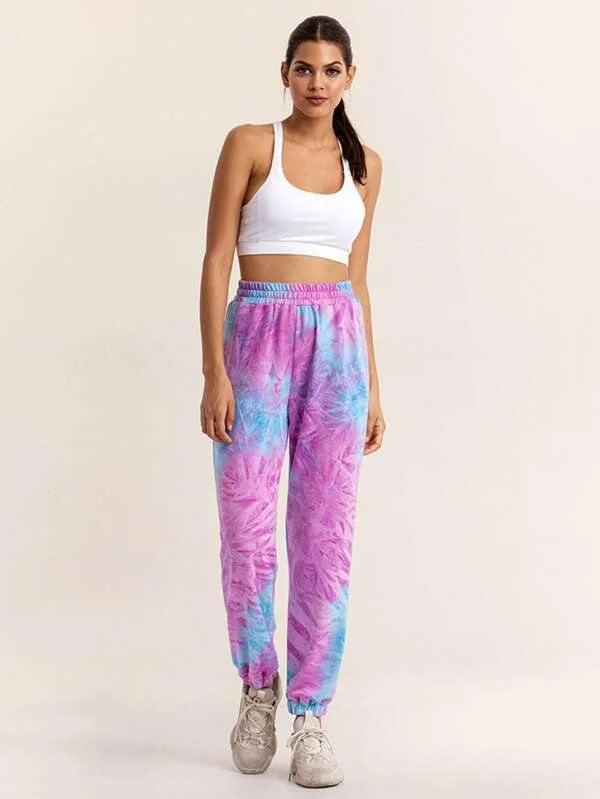 Tie Dye Elastic Waist Pants High-Waist Jogger Pants