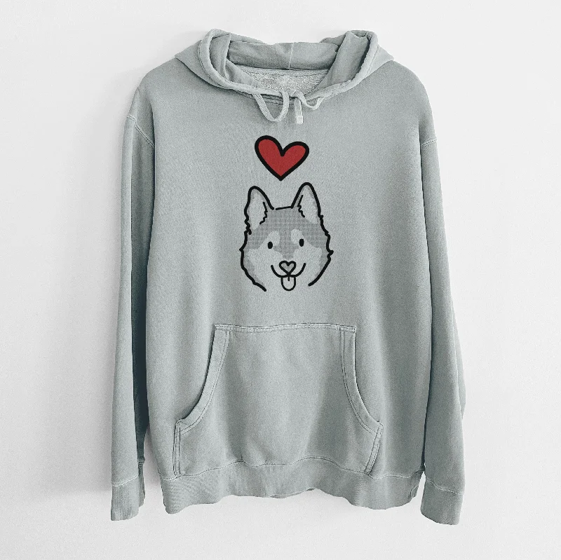 Love Always Alaskan Klee Kai - Sitka - Unisex Pigment Dyed Hoodie Hoodie with Rhinestones Sparkly Elegant