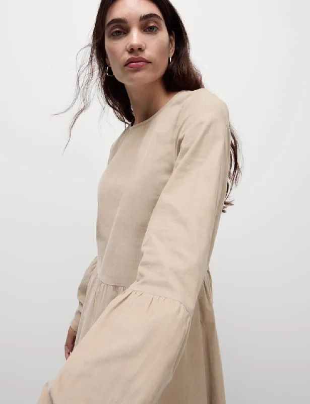 Cord Round Neck Mini Waisted Dress Tunics New arrival