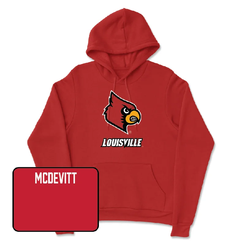 Red Women's Cheerleading Louie Hoodie   - Madison McDevitt Hoodie with Button Classic Timeless
