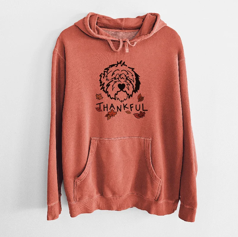 Thankful Old English Sheepdog - Penny - Unisex Pigment Dyed Hoodie Hoodie with Ribbed Neckline Snug Warm