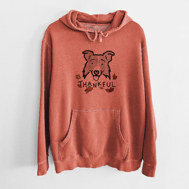 Thankful Border Collie 2.0 - Jam - Unisex Pigment Dyed Hoodie Hoodie with Longline Fit Extended Stylish