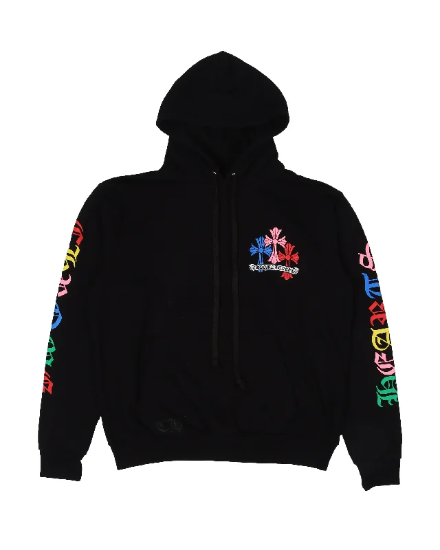 Multicolor Cross Logo Hoodie Hoodie with Oversized Fit Loose Comfortable