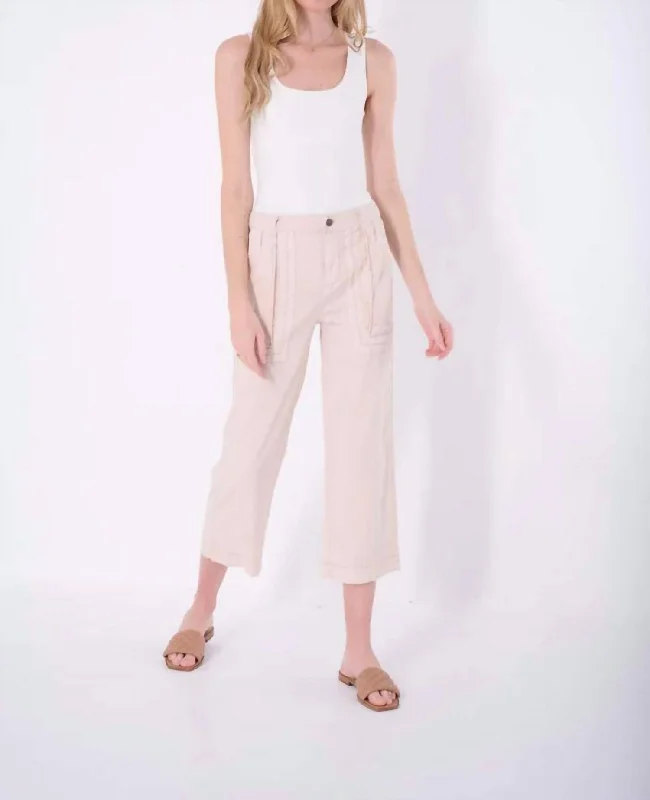 Tori Solid Crop Wide Pant In Blossom Fashionable Sporty Pants