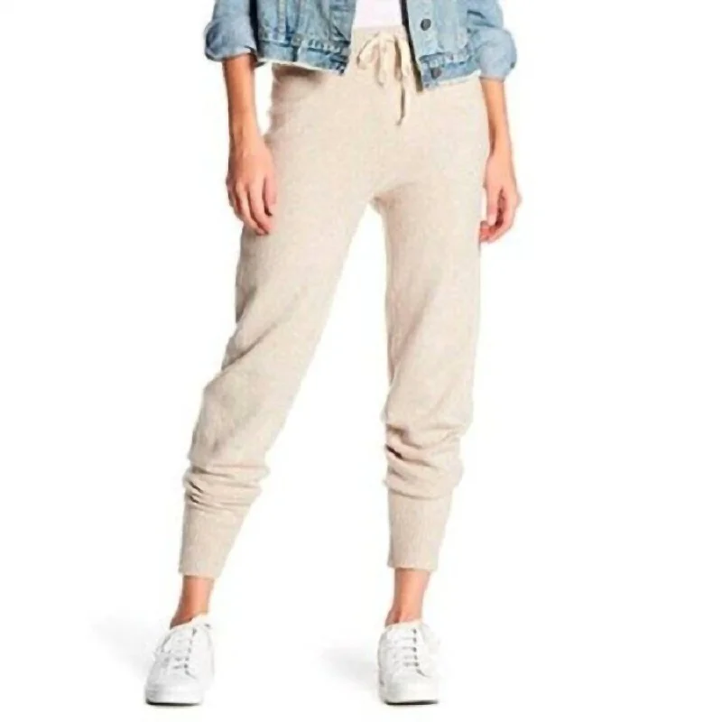 Knit Drawstring Jogger Pants In Cream Chic Capri Pants