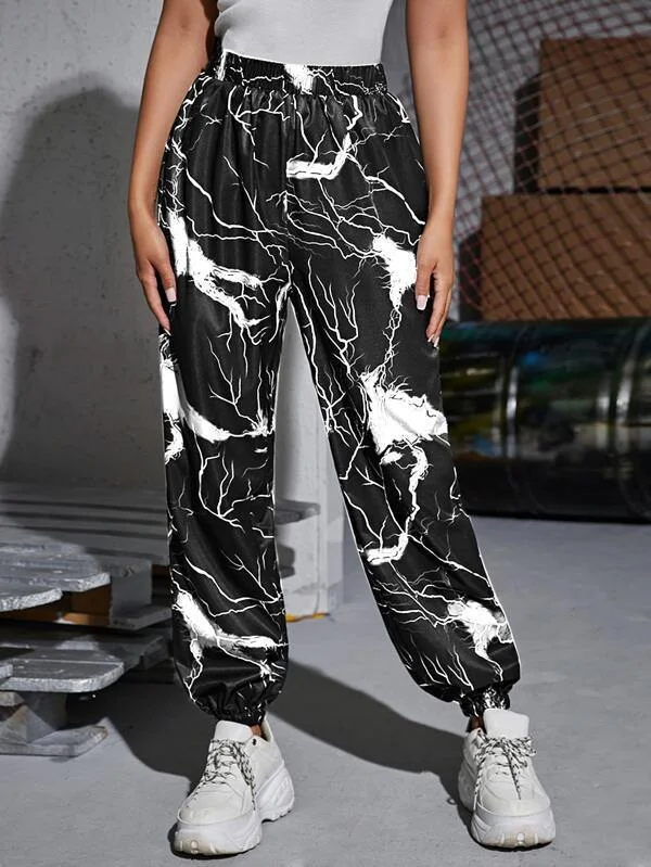 Lightning Print Pants Classic Flared Pants