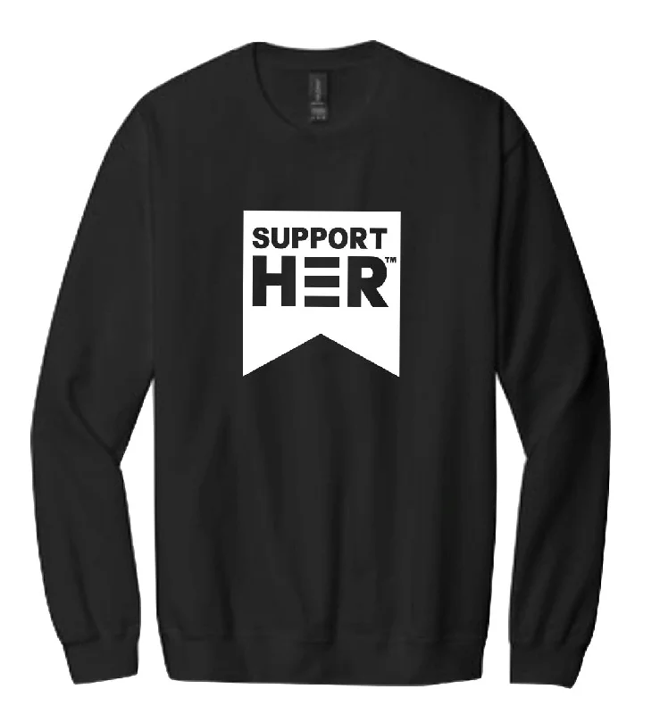 Statement Sweatshirt - SupportHER Hoodie with Metallic Shiny Futuristic
