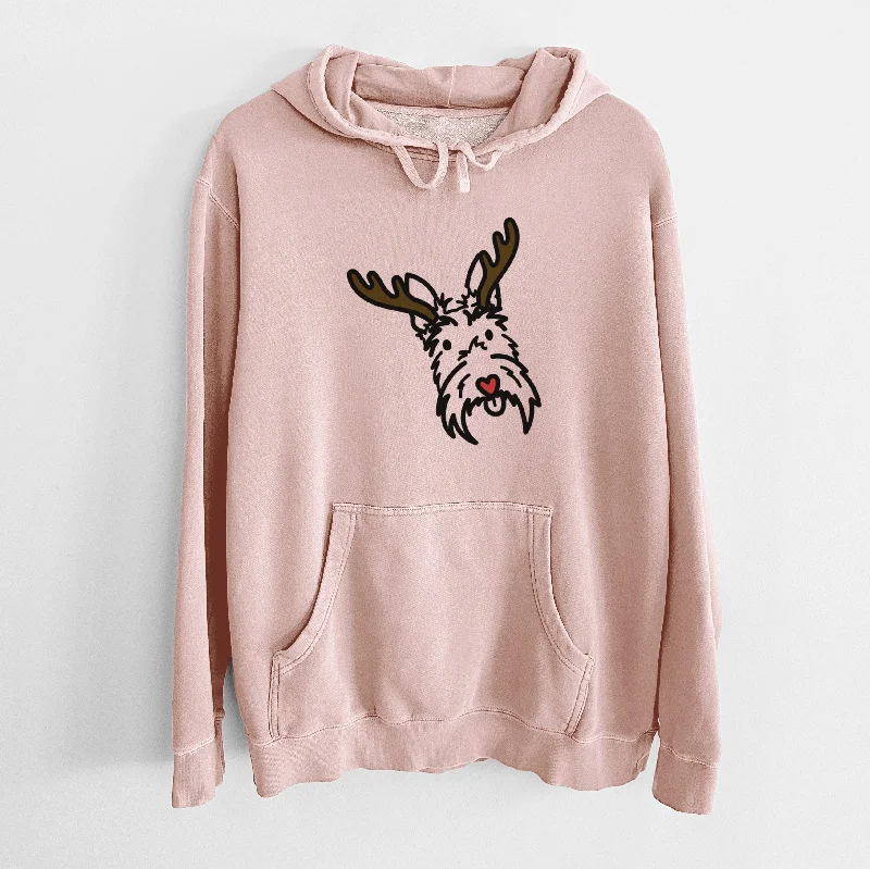 Red Nose Scottish Terrier - Thistle - Unisex Pigment Dyed Hoodie Hoodie with Embroidery Detailed Premium