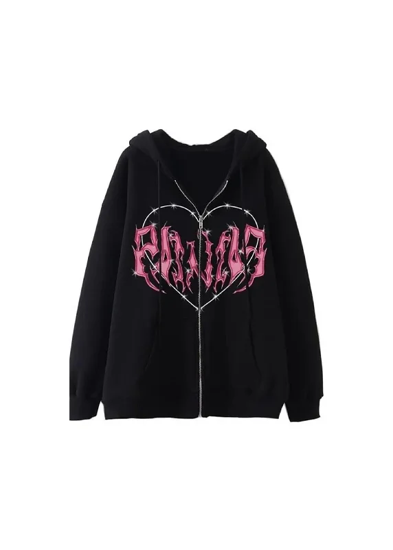 Women's Zipped Up Cropped Hoodie,Black Hoodie with Rhinestones Sparkly Elegant