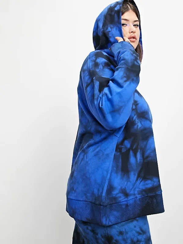 Women's Printed Hoodie,Blue Hoodie with Sequins Glamorous Eye-catching
