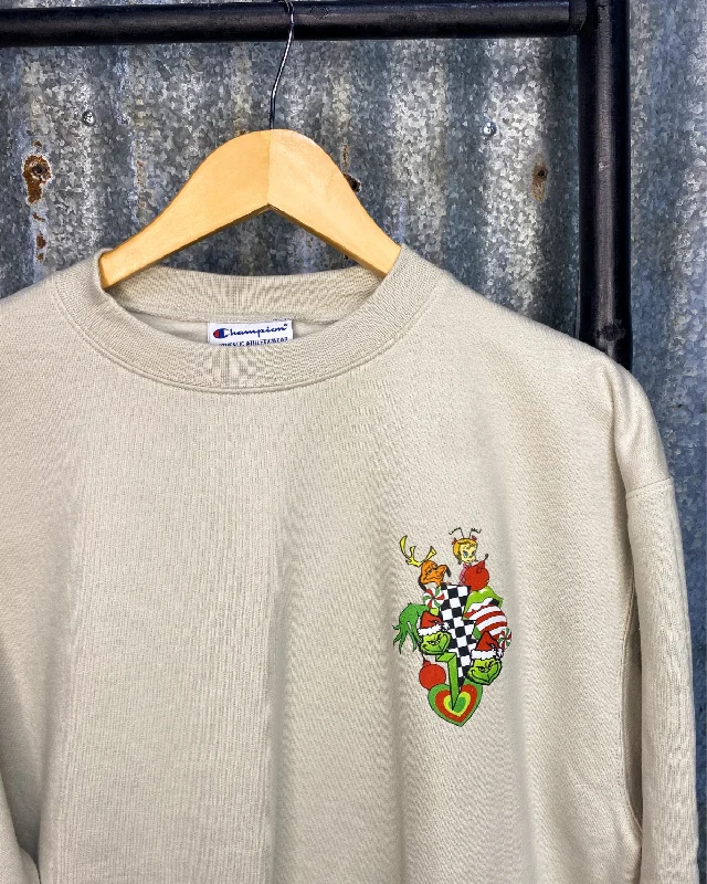 Merry Grinchmas Taupe Sweatshirt Cotton Hoodie Fleece Lining Warmth