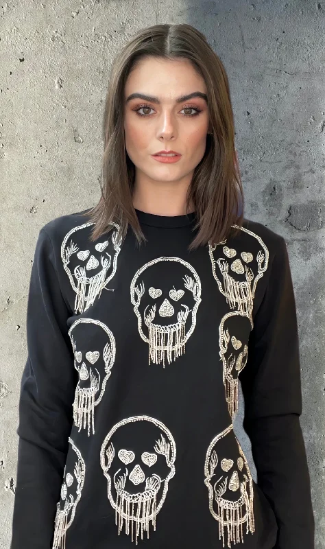 Any Old Iron Skull Fringe Sweatshirt Hoodie with Pattern Geometric Abstract