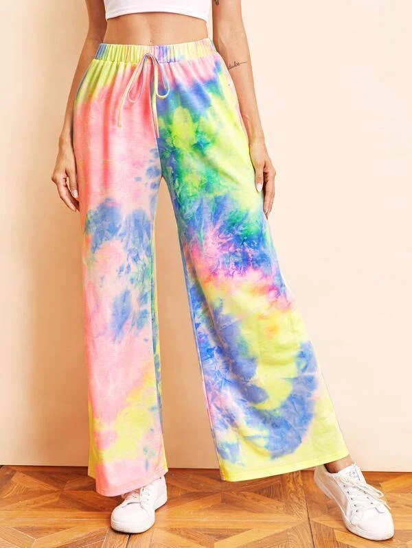 Wide Leg Tie Dye Pants Stretch Fit Pants