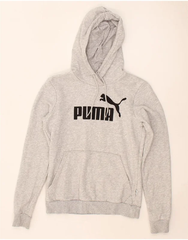 PUMA Womens Graphic Hoodie Jumper UK 8 Small Grey Cotton