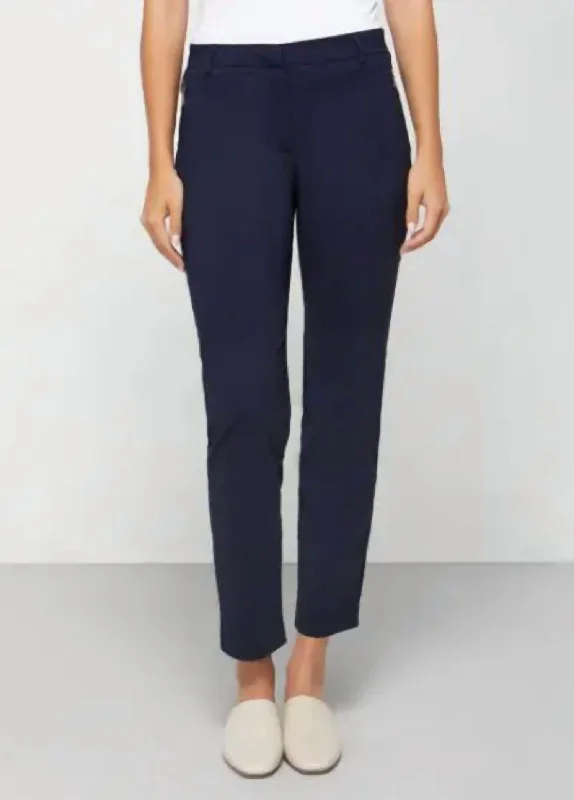 Thea Curvy Pant In Navy Comfortable Pleated Pants