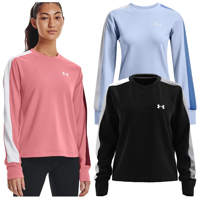 Under Armour Ladies Rival Terry Colourblock Crew Sweatshirt Hoodie with Lace Feminine Delicate