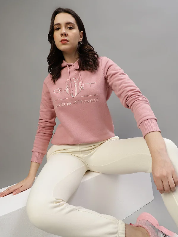 Gant Women Embroidered Hooded Full Sleeves Sweatshirt Hoodie with Embroidery Detailed Premium