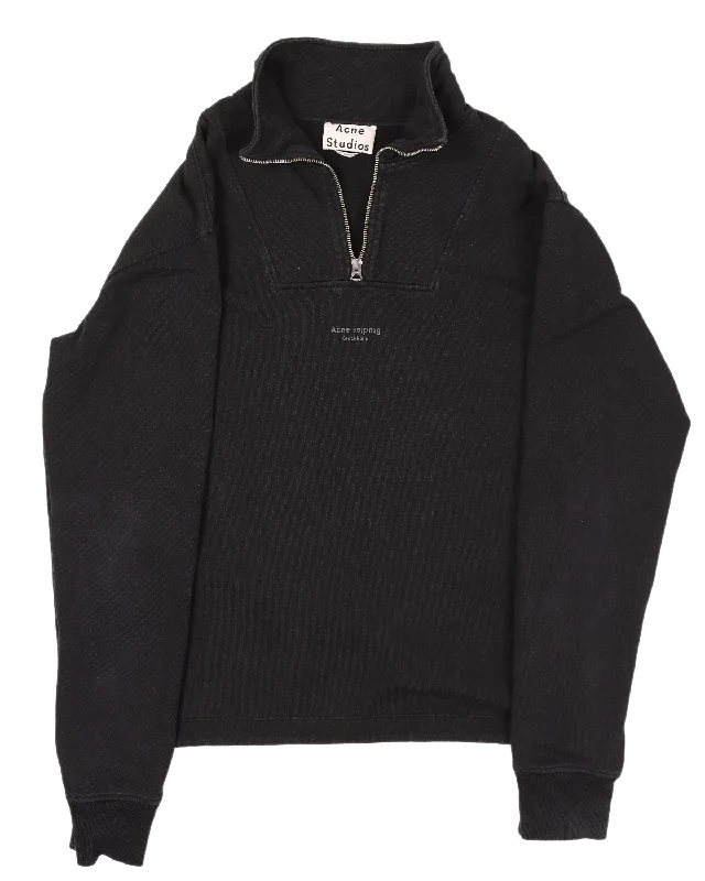 Faraz Quarter Zip Sweatshirt Hoodie with High-Low Hem Asymmetrical Trendy