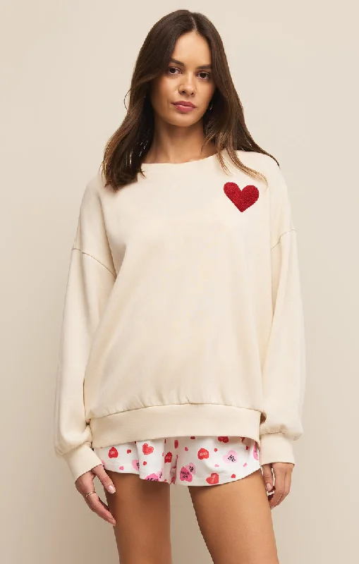 Oversized Heart Sweatshirt Zip Hoodie Drawstring Kangaroo Pocket