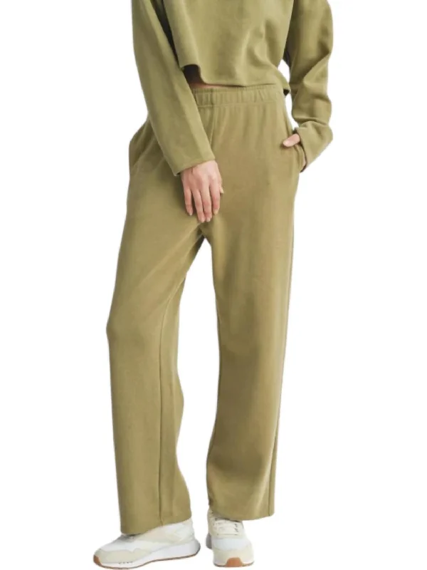 Relaxed Stay Wide Leg Sweat Pants In Dark Sage Formal Stretch Pants