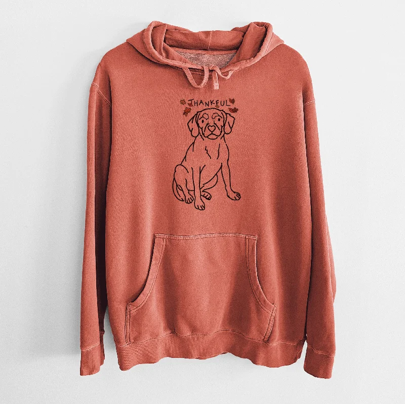 Thankful Puggle - Babs - Unisex Pigment Dyed Hoodie Hoodie with Hem Embroidery Detailed Premium